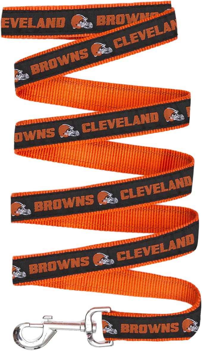 NFL PET Leash, Small, Cleveland Browns Dog Leash, Football Team Leash for Dogs & Cats. A Shiny & Colorful Dog & Cat Leash with Embroidered Team Name/Logo Licensed by the NFL