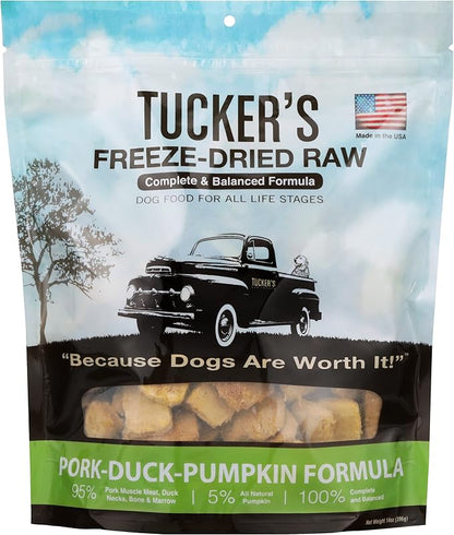 Tucker's Raw Frozen Freeze Dried Raw Dog Food, Pork, Duck & Pumpkin Formula 14oz