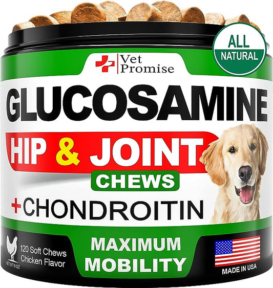 Glucosamine for Dogs - Hip and Joint Supplement for Dogs - Glucosamine Chondroitin for Dogs - Dog Joint Pain Relief - MSM - Hemp - Advanced Support Dog Joint Supplement Health - 120 Mobility Chews