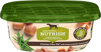 Rachael Ray Nutrish Premium Natural Wet Dog Food with Added Vitamins & Minerals, Chicken Paw Pie Recipe, 8 Ounce Tub (Pack of 8)