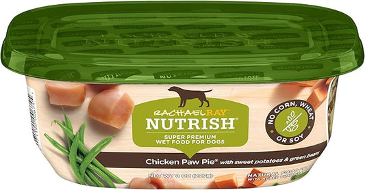 Rachael Ray Nutrish Premium Natural Wet Dog Food with Added Vitamins & Minerals, Chicken Paw Pie Recipe, 8 Ounce Tub (Pack of 8)