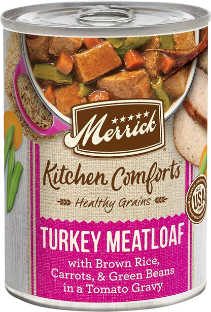 Merrick Kitchen Comforts Healthy And Natural Canned Adult Dog Food, Turkey Meatloaf With Brown Rice And Gravy - (Pack of 12) 12.7 oz. Cans