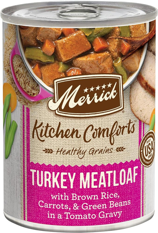 Merrick Kitchen Comforts Healthy And Natural Canned Adult Dog Food, Turkey Meatloaf With Brown Rice And Gravy - (Pack of 12) 12.7 oz. Cans