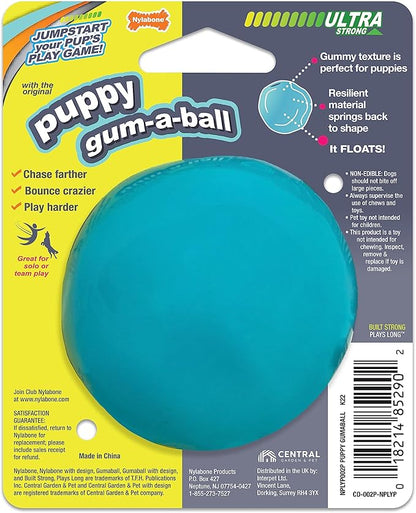 Nylabone Power Play Puppy Gum-a-Ball, Puppy Ball - Interactive Puppy Enrichment Toys - Puppy Must Haves (1 Count)