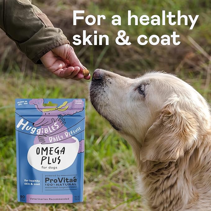 Skin & Coat Omega Plus for Dogs and Cats - Chew or Liquid - Wild Alaskan Salmon Oil for Dry, irritating & Itchy Skin - Helps Support Brain & Heart Health - with ProVitae - Vet Recommended