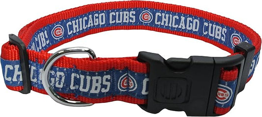 MLB Chicago Cubs Licensed PET COLLAR- Heavy-Duty, Strong, and Durable Dog Collar. Available in 29 Baseball Teams and 4 Sizes