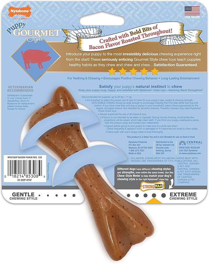 Nylabone Puppy Gourmet Style Strong Chew Toy Bacon Small/Regular (1 Count)