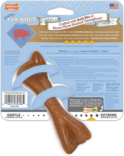 Nylabone Puppy Gourmet Style Strong Chew Toy Bacon Small/Regular (1 Count)