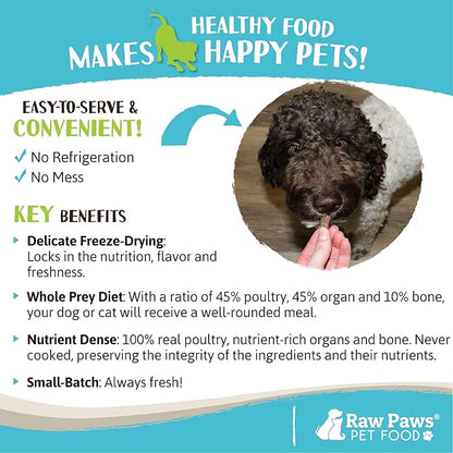 Raw Paws Freeze Dried Dog Food & Cat Food - Chicken Recipe, 16-oz - Made in USA - Freeze-Dried Dog Food, Freeze Dried Raw Dog Food - Raw Dog Food Freeze Dried, Raw Food for Dogs, Freeze Dried Cat Food