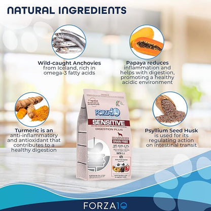 Forza10 Sensitive Digestion Grain Free Dry Dog Food, Complete and Balanced Dog Food for Adult Dogs with Digestive and Stomach Issues, 4 Pound Bag