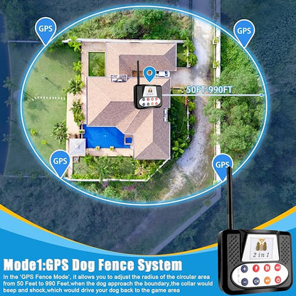 Wireless Dog Fence with Remote Training collar, Portable Dog Containment System with 2.4GHZ Signal, Dog Training & Behavior Aids for Medium Large Dogs