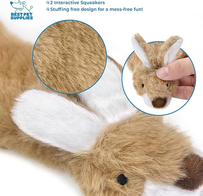 Best Pet Supplies Stuffing Free Squeaky Dog Toys for Small Dogs, Medium Dogs, and Large Dogs, Durable, Best Dog Chew Toy for Teething Puppy, Indoor Play - Hare, Small