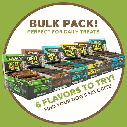 ETTA SAYS! Crunchy Premium Dog Chews – 4.5" Elk Dog Treats - Made in The USA, Grain-Free Dog Treats, Good for Teeth, Easy to Digest (Pack of 36)