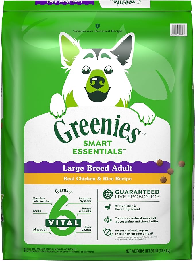 Greenies Smart Essentials Adult Large Breed High Protein Dry Dog Food Real Chicken & Rice Recipe, 30 lb. Bag