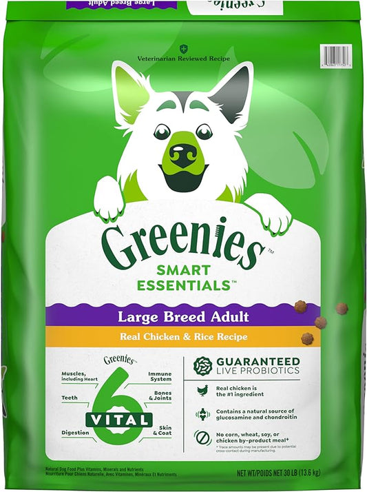 Greenies Smart Essentials Adult Large Breed High Protein Dry Dog Food Real Chicken & Rice Recipe, 30 lb. Bag