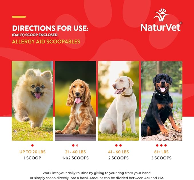 NaturVet Scoopables Aller-911 Dog Allergy Support Vitamins - Supports Immunity & Seasonal Allergies in Dogs - Hickory Smoked Bacon Flavored Pet Health Supplement | 11oz Bag