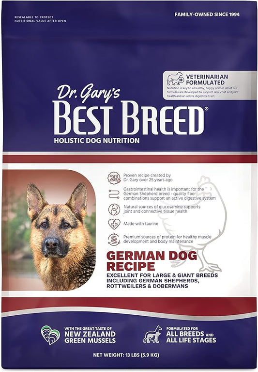 Best Breed Dr. Gary's German Dog Diet Made in USA [Natural Dry Dog Food]- 13lbs, Dark Brown