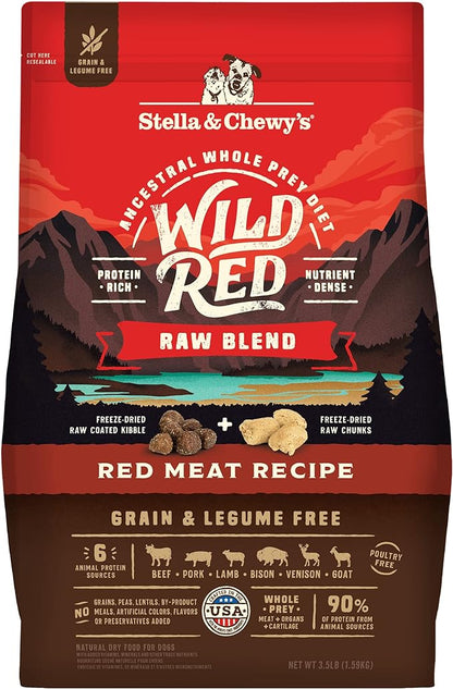 Stella & Chewy's Wild Red Dry Dog Food Raw Blend High Protein Grain & Legume Free Red Meat Recipe, 3.5 lb. Bag