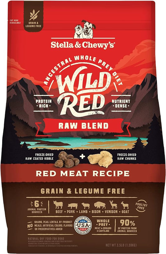 Stella & Chewy's Wild Red Dry Dog Food Raw Blend High Protein Grain & Legume Free Red Meat Recipe, 3.5 lb. Bag
