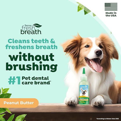 TropiClean No Brushing Gel Peanut Butter Flavor | No More Dog Toothpaste and Toothbrush | Dog Breath Spray | Breath Gel for Dogs | Dental Gel Plaque Remover | Made in the USA | 4 oz.   