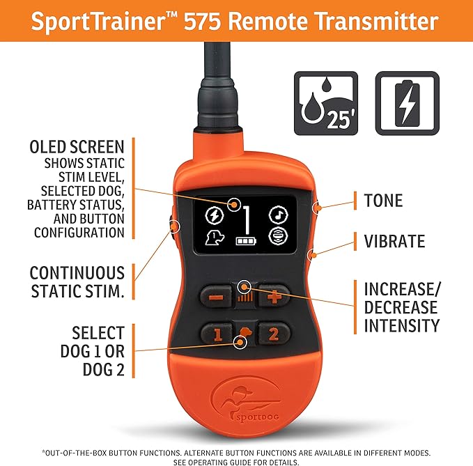 SportDOG Brand SportTrainer Dog Training Collars - 500 Yard Range - Bright, Easy to Read OLED Screen - Waterproof, Rechargeable Remote Trainer with Tone, Vibration, and Static - 2 Dog Expandable