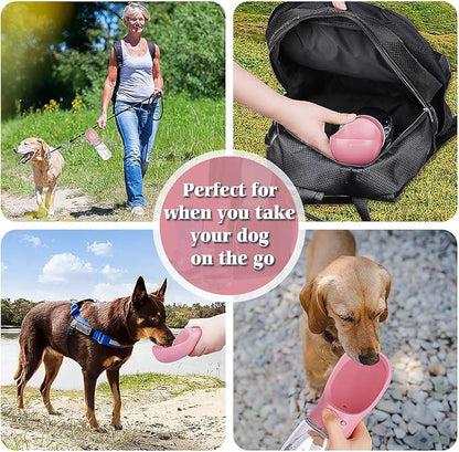Dog Water Bottle, Lightweigh, Portable Travel Dog Water Dispenser, Puppy Drinking Bowl for Outdoor Walking and Hiking, Puppy Essentials, Dog Stuff - Pet Accessories(12oz, Pink)