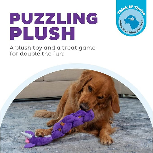 Outward Hound Nina Ottosson Twistiez Interactive Plush Dog Puzzle Dog Enrichment Toys Dog Treat Puzzle, Plush, Purple