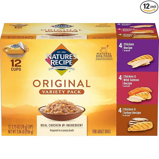 Nature's Recipe Wet Dog Food, Variety Pack, 2.75 Ounce Cup (Pack of 12)