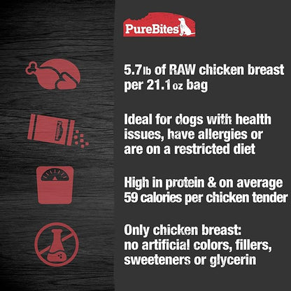 PureBites Chicken Jerky Dog Treats, 1 Ingredient, Made in Canada, 21.1oz