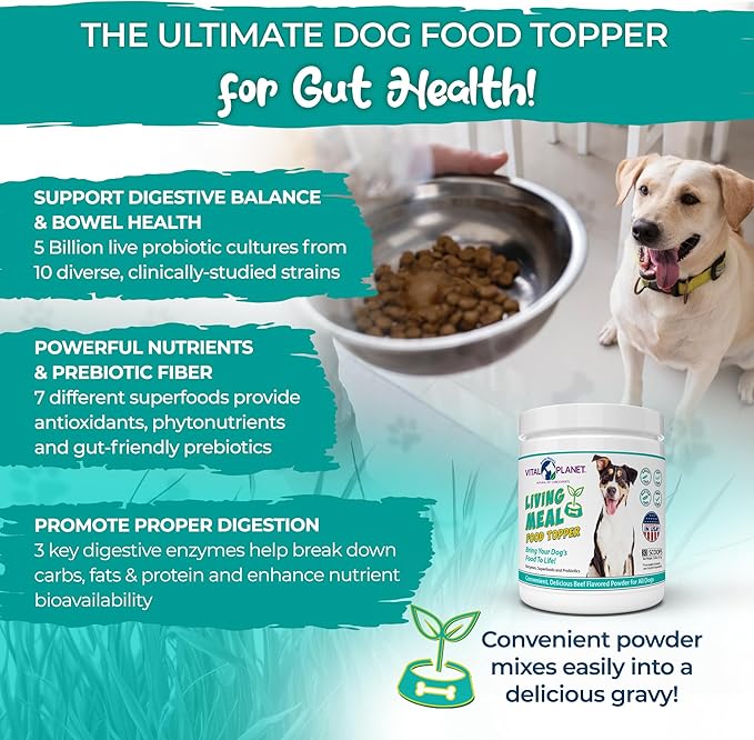 Vital Planet - Pet Living Meal Dog Powder with Enzymes Superfoods and Probiotics 111 g 30 Servings