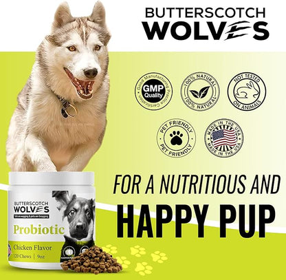 Probiotics for Dogs Supplement | Digestive and Immune Health Support Dog Vitamins with Probiotic Blend and Pumkin Powder | Approximately 120 Probiotic Chews for Dogs