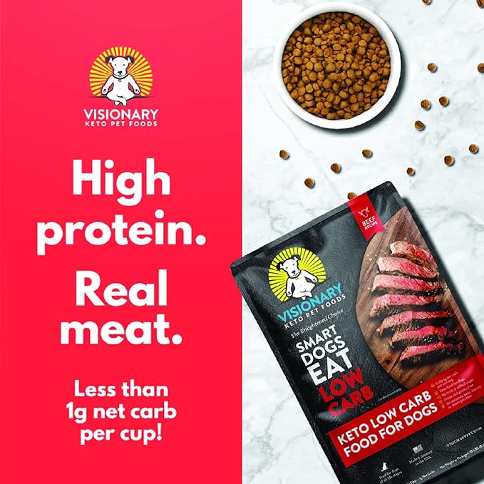 Visionary Pet Foods Beef Freeze Dried Dog Food | High Protein, Low Carb and Grain Free, Made with Human Grade Ingredients for Optimal Nutrition and Digestion - Natural Beef Recipe, 25oz Bag
