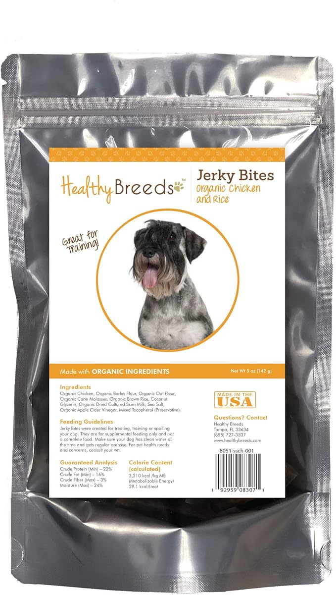 Healthy Breeds Standard Schnauzer Jerky Bites Chicken & Rice Recipe Dog Treats 5 oz