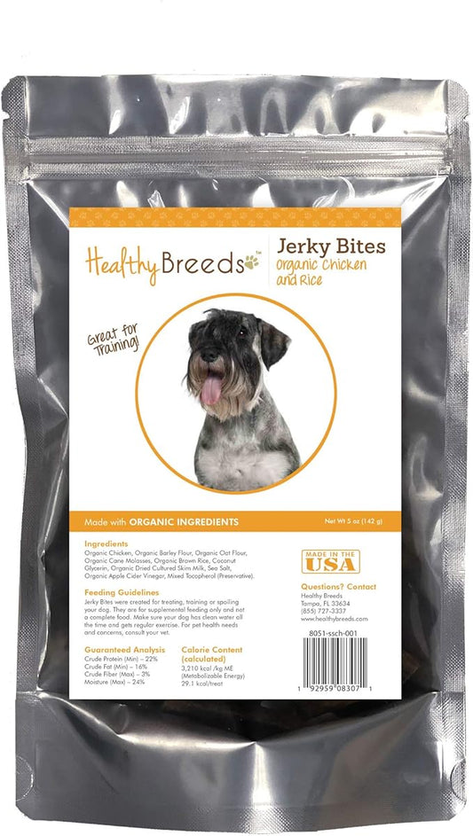Healthy Breeds Standard Schnauzer Jerky Bites Chicken & Rice Recipe Dog Treats 5 oz