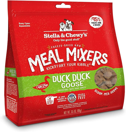Stella & Chewy's Freeze Dried Raw Duck Duck Goose Meal Mixer – Dog Food Topper for Small & Large Breeds – Grain Free, Protein Rich Recipe – 3.5 oz Bag
