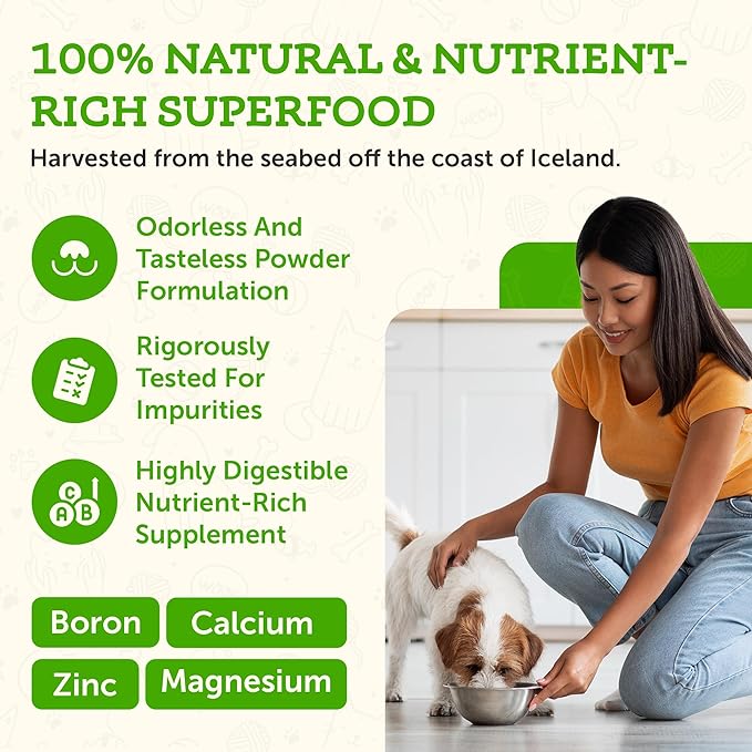 Animal Essentials Seaweed Calcium - Supplement for Dogs and Cats, High Digestibility, Pure Clean Icelandic Seaweed Calcium, Free of Lead and Hormones, Lab Tested, Magnesium - 12 Oz (Pack of 1)