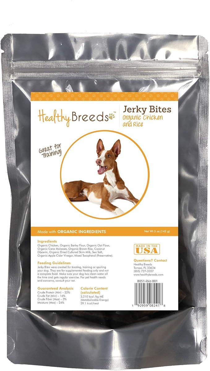 Healthy Breeds Ibizan Hound Jerky Bites Chicken & Rice Recipe Dog Treats 5 oz