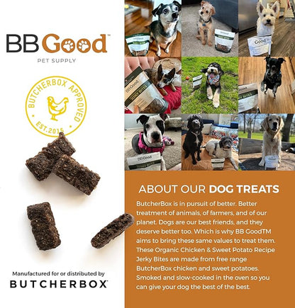 Dog Treats from ButcherBox - Organic Chicken and Sweet Potato Jerky Bites for Small and Large Dogs, Grain Free, Made and Sourced in The USA, 8 oz Bag (3 Count)