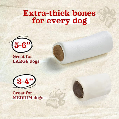 Natural Farm Filled Dog Bones, Bacon & Cheese Flavor (5-6 Inch, 3 Pack), Limited Ingredient Stuffed Dental Dog Bone Treats for Large Dogs