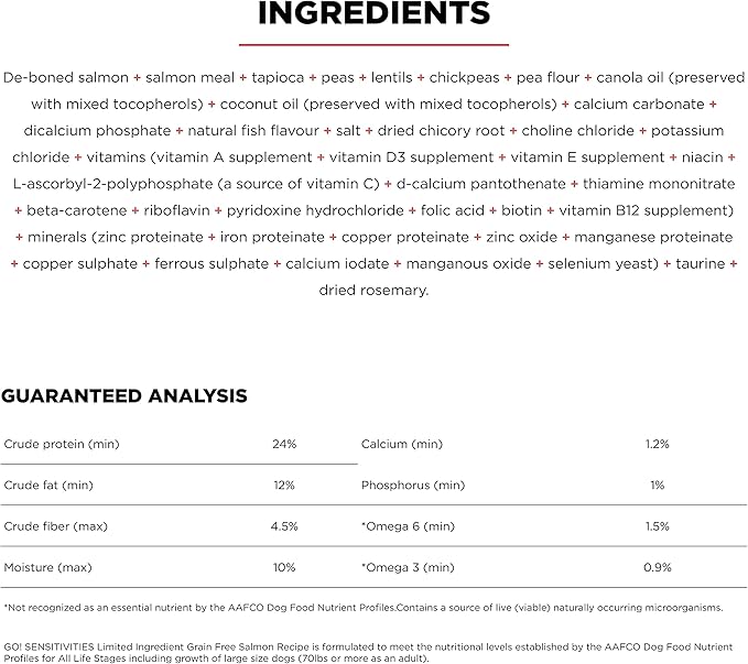 GO! SOLUTIONS Sensitivities – Salmon Recipe – Limited Ingredient Dog Food, 12 lb – Grain Free Dog Food for All Life Stages – Dog Food to Support Sensitive Stomachs