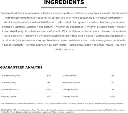 GO! SOLUTIONS Sensitivities – Salmon Recipe – Limited Ingredient Dog Food, 12 lb – Grain Free Dog Food for All Life Stages – Dog Food to Support Sensitive Stomachs