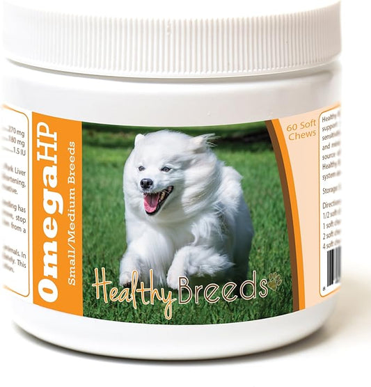 Healthy Breeds American Eskimo Dog Omega HP Fatty Acid Skin and Coat Support Soft Chews 60 Count