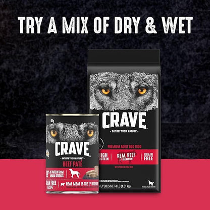 CRAVE Grain Free High Protein Adult Dry Dog Food, Beef, 4 lb. Bag