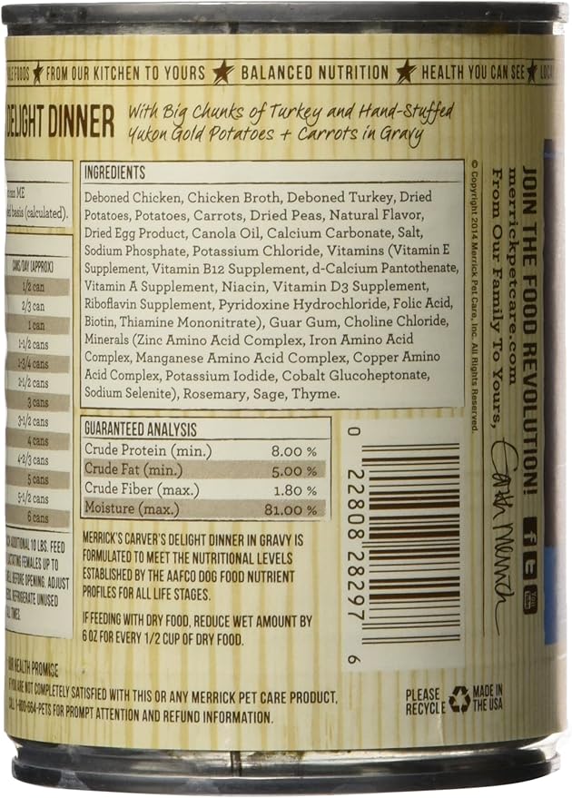 Merrick Chunky Grain Free Carvers Delight Dinner Canned Dog Food