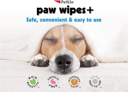 Petkin Paw Wipes Plus, 200 Orange Scented Wipes, 2 Pack - Absorbent Pet Paw Wipes Remove Daily Dirt & Odors - Enriched with Paw Balm Protectant -Easy to Use Pet Wipes for Dogs, Cats, Puppies & Kittens