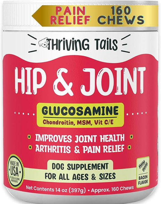 Glucosamine Chondroitin for Dogs EXTRA STRENGTH 160 ct - Hip and Joint Supplement for Dogs with Vit D/E & MSM - Dog Joint Supplement for Small, Large Breed, arthritis Pain Relief & Senior Dogs Support