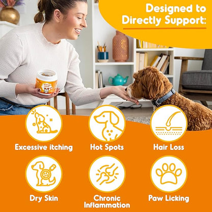 Dog Allergy Chews – 120 Soft Chews for Dog Allergy Relief – Natural Vegetable Flavor Allergy Immune Supplement for Dogs – Soothing and Calming Dog Treats