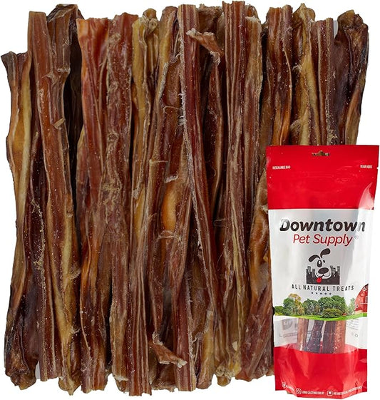 Downtown Pet Supply USA Sourced Thin Junior Bully Sticks (6" - 1/2 LB) - Bully Sticks for Small Dogs and Puppies- Single Ingredient Long Lasting Dog Dental Treats - Alternative to Chew Bones