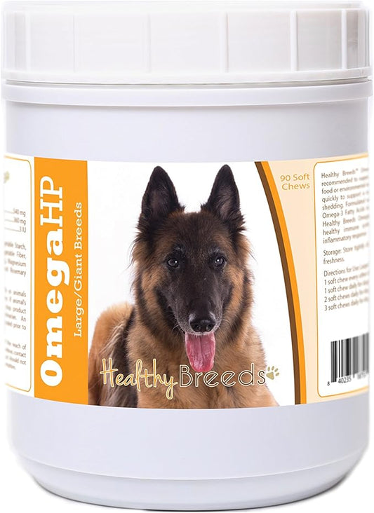 Healthy Breeds Belgian Tervuren Omega HP Fatty Acid Skin and Coat Support Soft Chews 90 Count