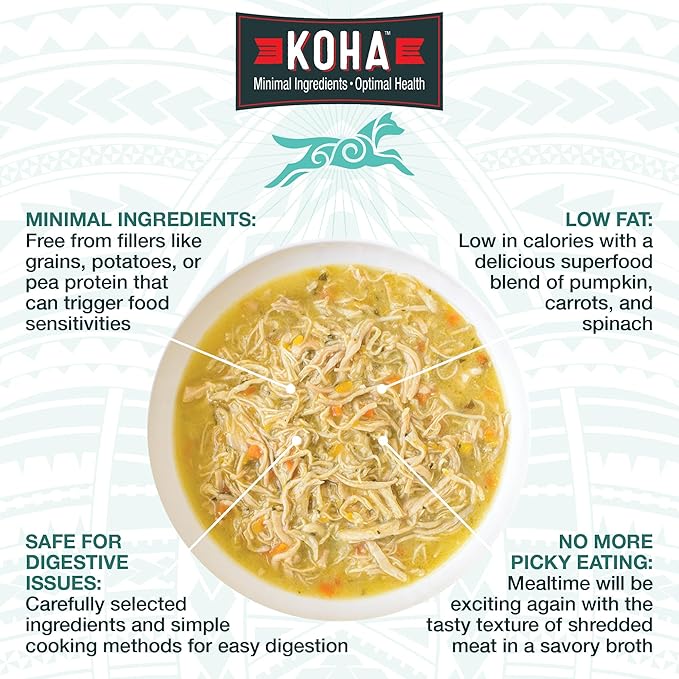KOHA Pure Shreds Dog Food, 5 Flavors Variety Pack, Wet Food for Picky Eaters, Low Fat, High Protein, 12.5oz Cans, 6 Pack, 5.82 pounds